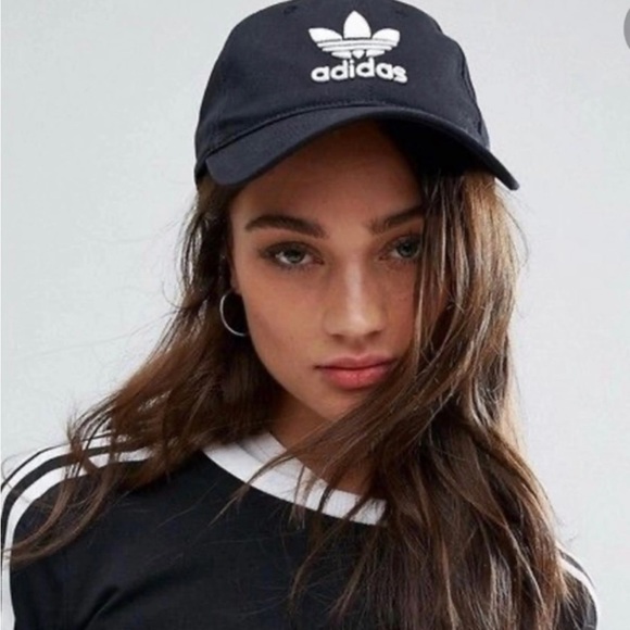 NWT Adidas Women Originals Relaxed Strap Back Hat Cap Black White - Picture 7 of 7